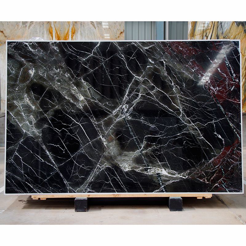 Dark green marble slab